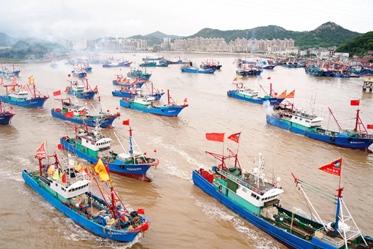 Báo Asahi: Trung Quốc Theo trang Global Fishing Watch, nhiều tàu cá Trung Quốc đã rời cảng tại huyện Tương Sơn, tỉnh Chiết Giang để đánh bắt tại vùng biển Hoa Đông vào ngày 16-9 - Ảnh: RYO INOUE